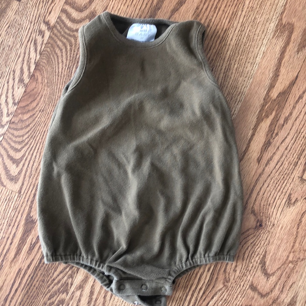 Olive green mebie baby bubble romper